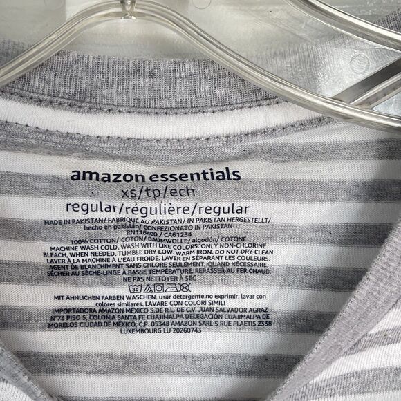 New Men T Shirt XS Stripes Crewneck Tee Gray Short Sleeve - Picture 6 of 9